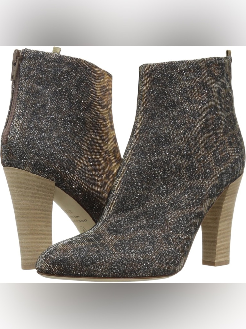 SJP by Sarah Jessica Parker Glitter Leopard Ankle Booties in Brown and Black